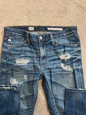 Ag Adriano Goldschmied Blue Washed Skinny Straight Jeans